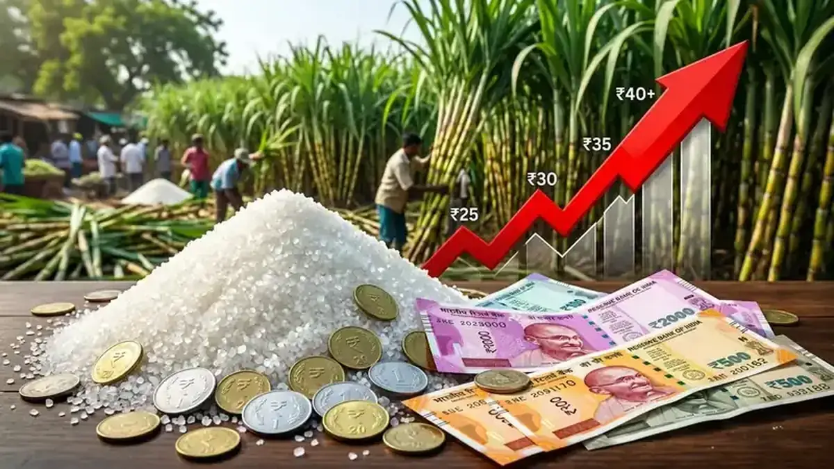 चीनी का भाव ₹65/kg पहुँचा — गन्ना किसानों को फायदा या नुकसान? जानें पूरी बात