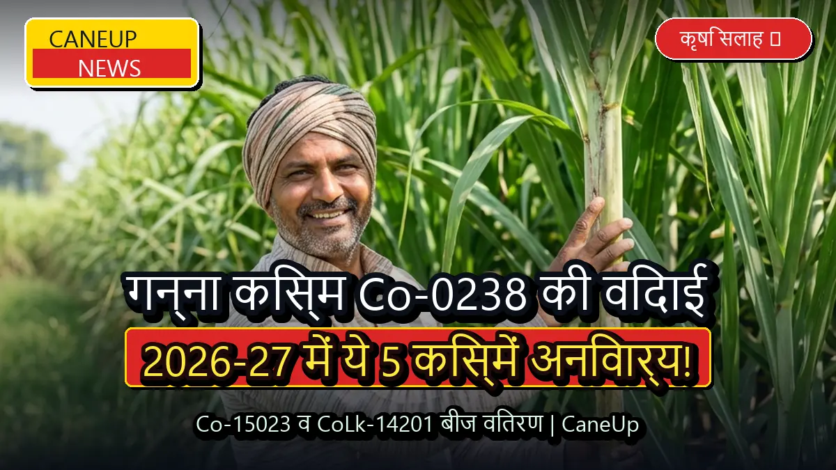 गन्ना किस्म Co-0238 की विदाई: 86 से 29 प्रतिशत पर सिमटा रकबा, 2026-27 में ये 5 किस्में होंगी अनिवार्य