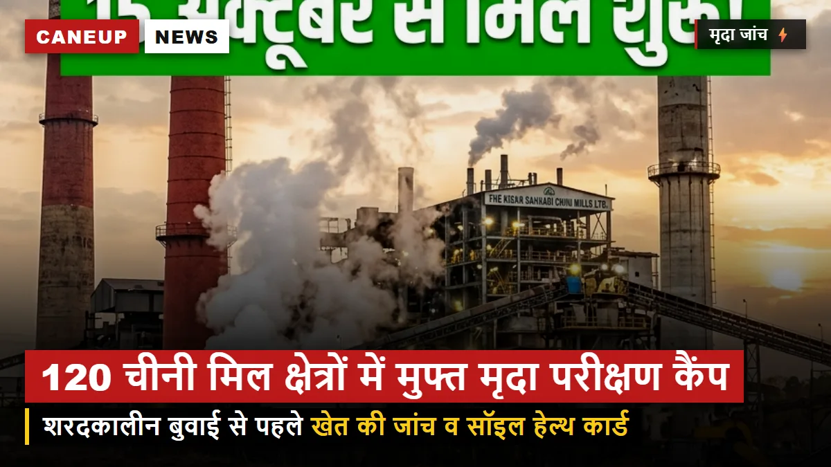 यूपी के 120 चीनी मिल क्षेत्रों में कल से मुफ्त मृदा परीक्षण कैंप — शरदकालीन बुवाई के लिए मिलेगा सॉइल कार्ड