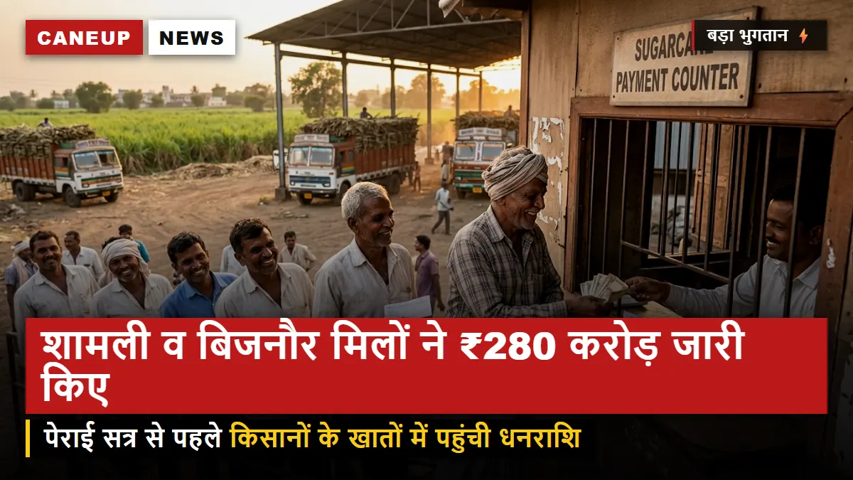 शामली व बिजनौर की चीनी मिलों ने जारी किए ₹280 करोड़ — पेराई सत्र से पहले बकाए पर डीएम की सख्ती
